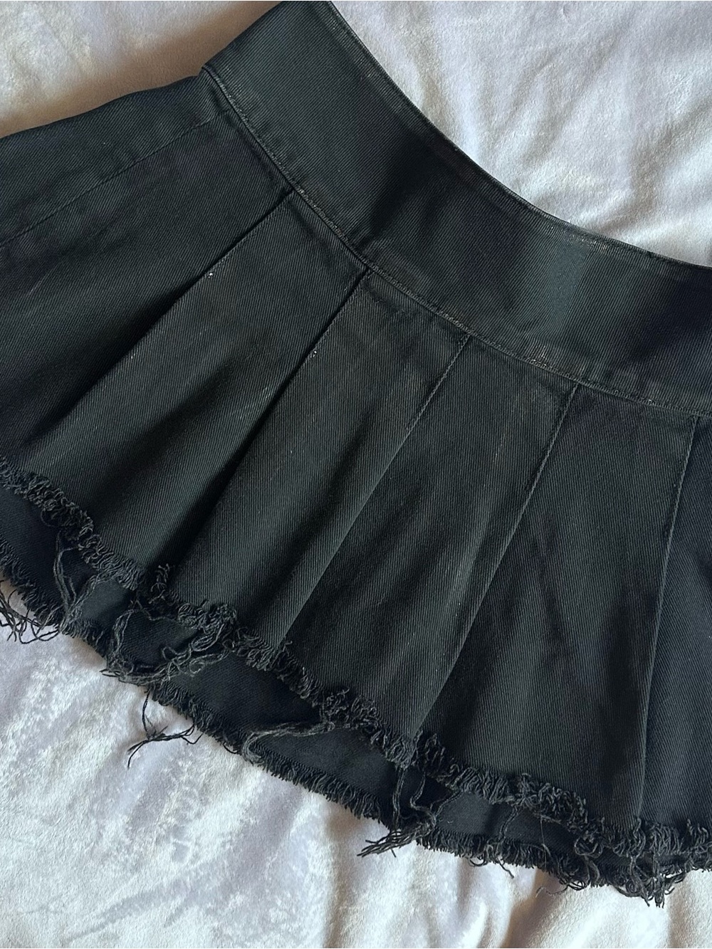 ONE TEASPOON Pleated Mini Denim Skirt